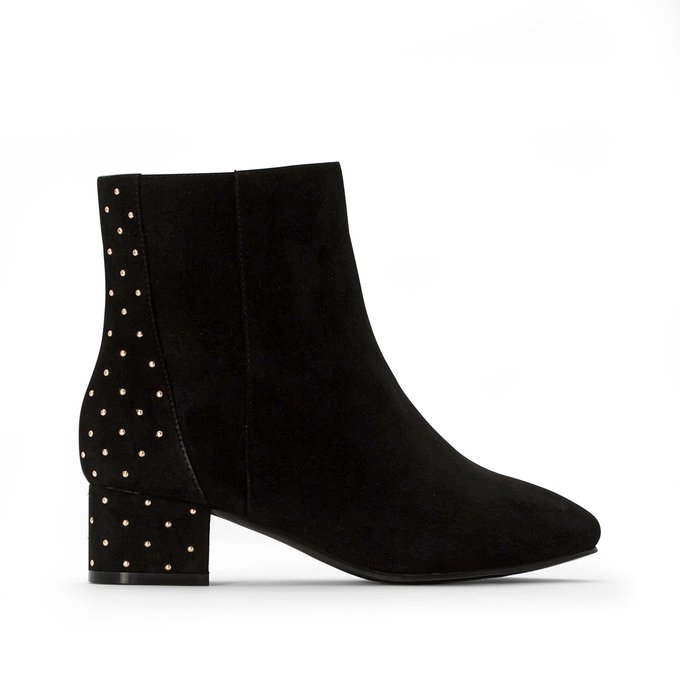 wide fit black suede ankle boots