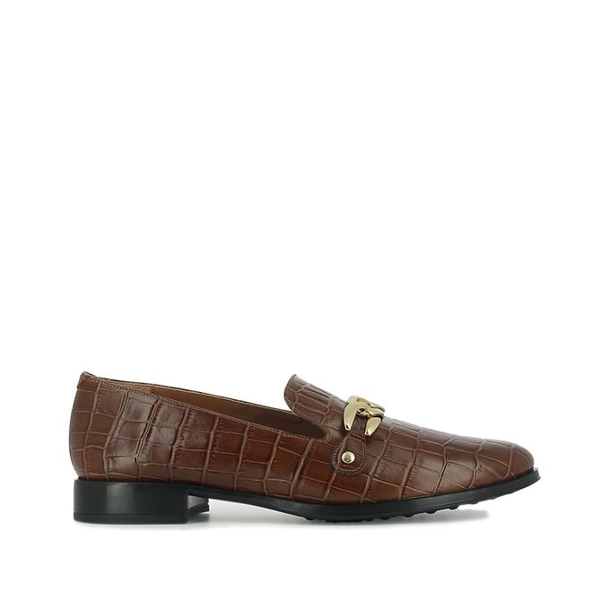 Artemas Mock Croc Leather Loafers with Chain Trim
