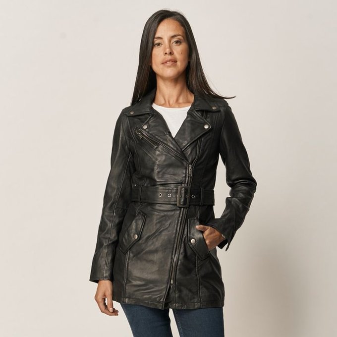 Manteau cuir beatriz noir Lee Cooper | La Redoute Manteau cuir noir femme | La Redoute