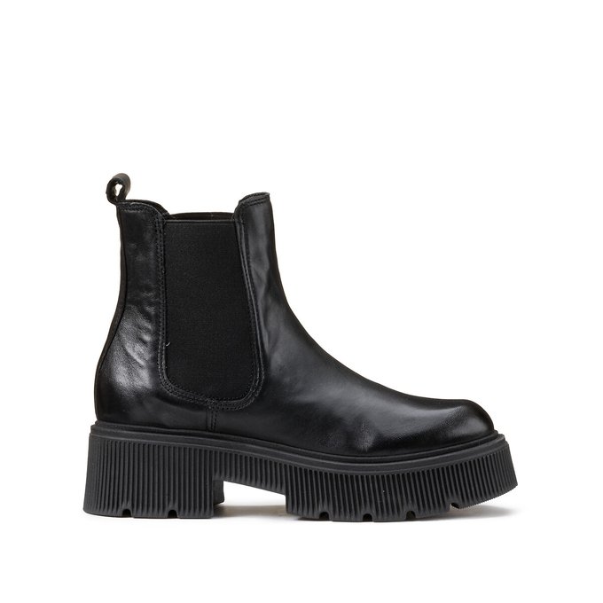 Leather Chelsea Boots with Block Heel