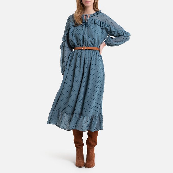 long sleeve boho midi dress