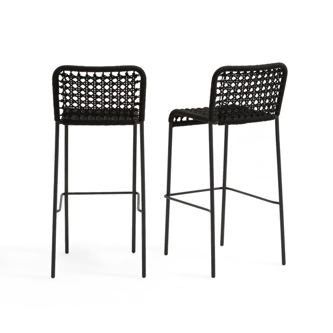 Saphir Metal Woven Cord Outdoor High Bar Stools Set Of 2 Saphir Metal Woven Cord Outdoor High Bar Stools Set Of 2