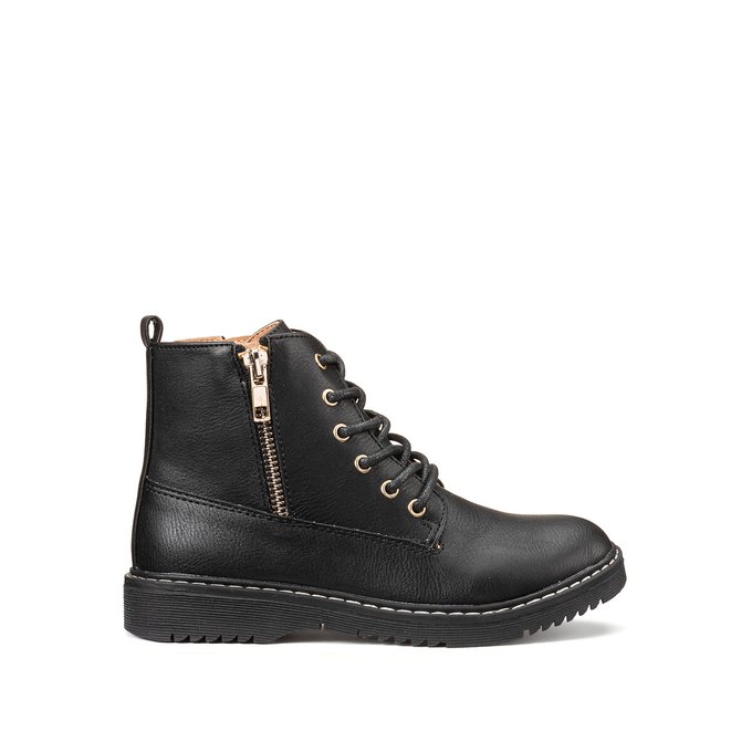Kids Lace-Up Ankle Boots with Zip