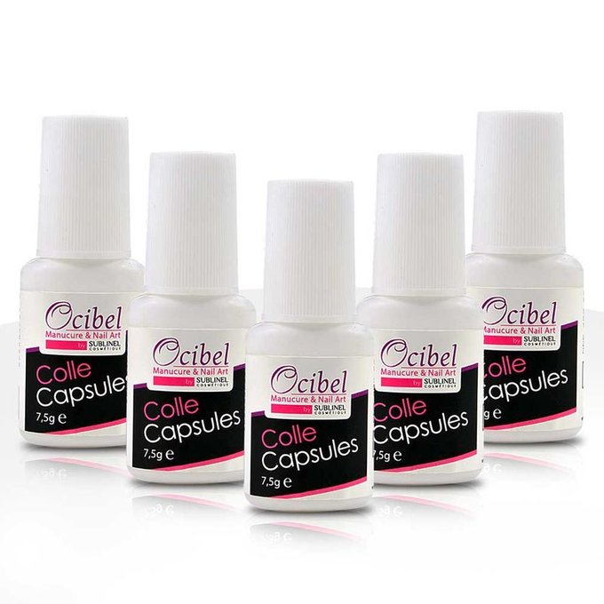 5 Colles Capsules Pour Faux Ongles Avec Pinceau 75 Ml