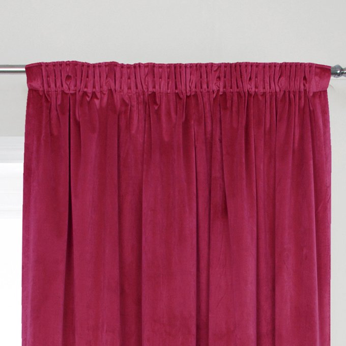 Montreal Velvet Lined Pencil Pleat Curtains Hot Pink Pink