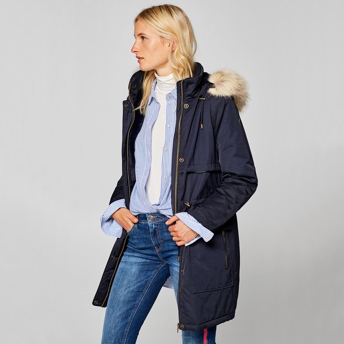 esprit parka with faux fur hood