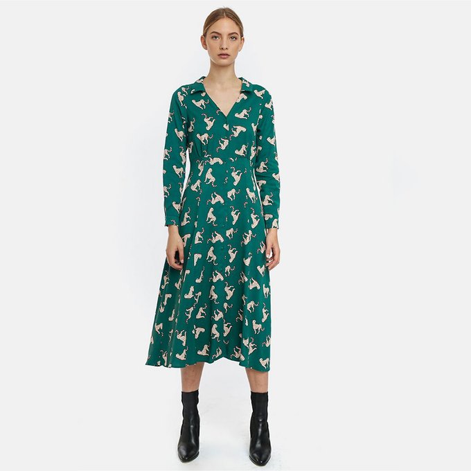 animal print dress green