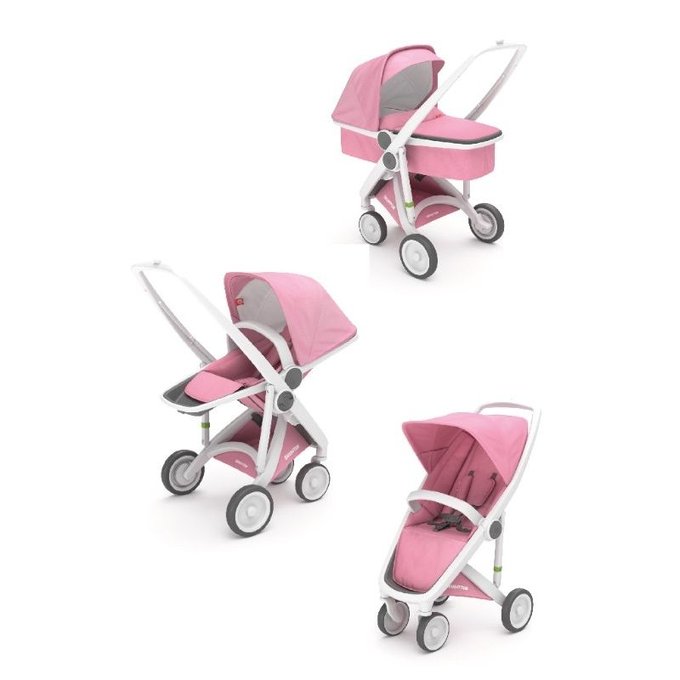 poussette rose et blanc