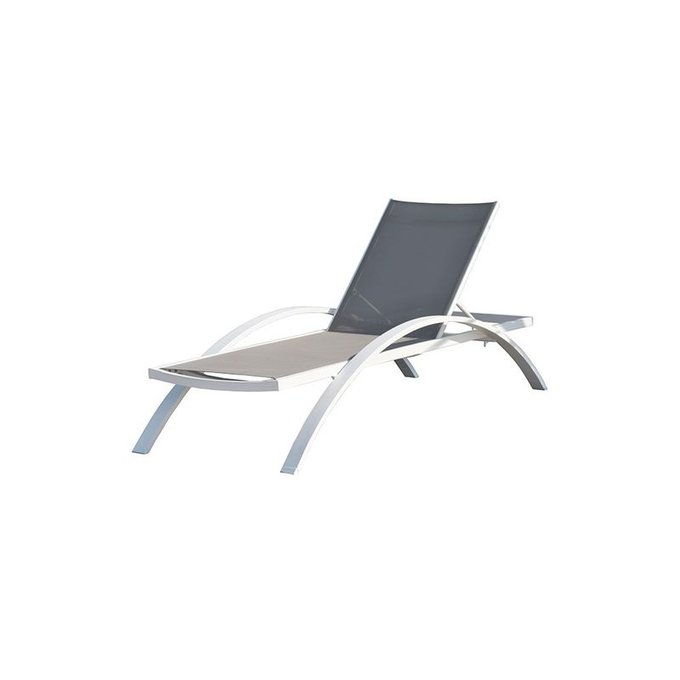 Chaise longue barcelona en aluminium et textilène blanc Dcb Chaise longue barcelona en aluminium et textilène blanc Dcb