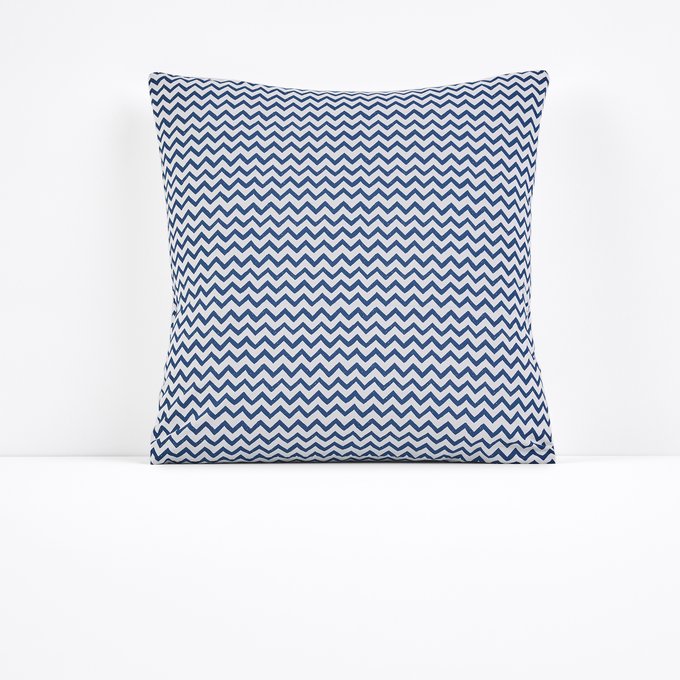 Super Masque Zigzag Cotton Pillowcase Light Blue Print La