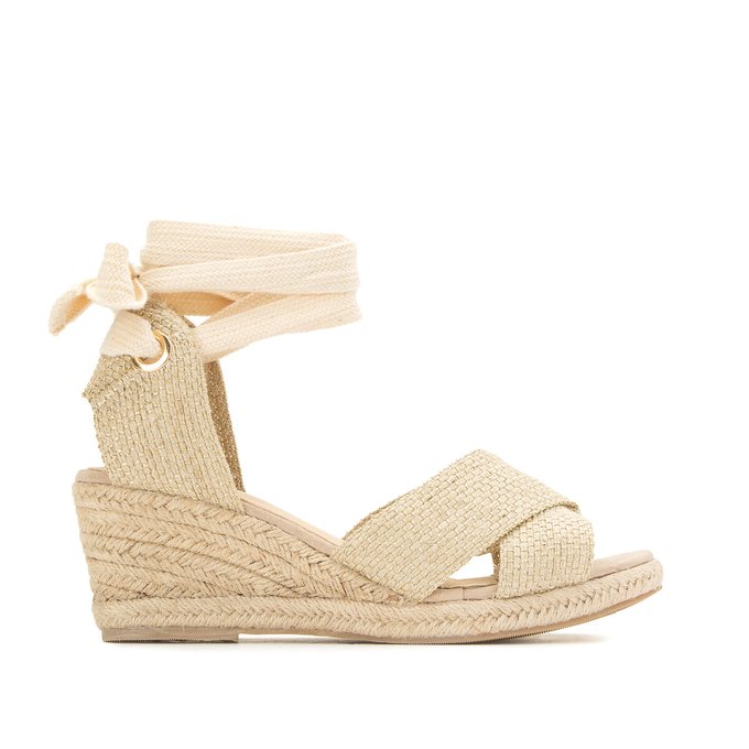 gold espadrille wedge sandals