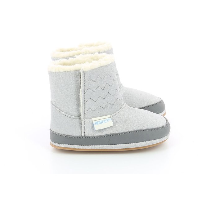 Chaussons Cuir Boots Gris Clair Robeez La Redoute