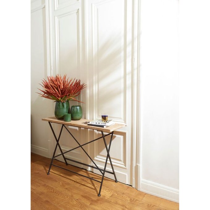 Structure Console Pliable En Metal Et Bois Noir Pomax La Redoute