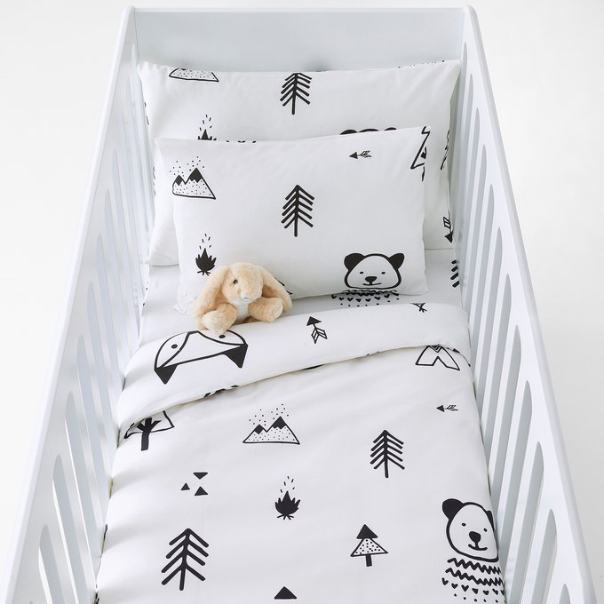 Forest Camp Baby S Duvet Cover Black White La Redoute Interieurs