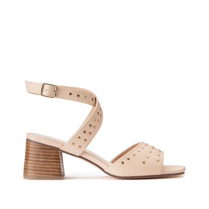 nude studded sandals