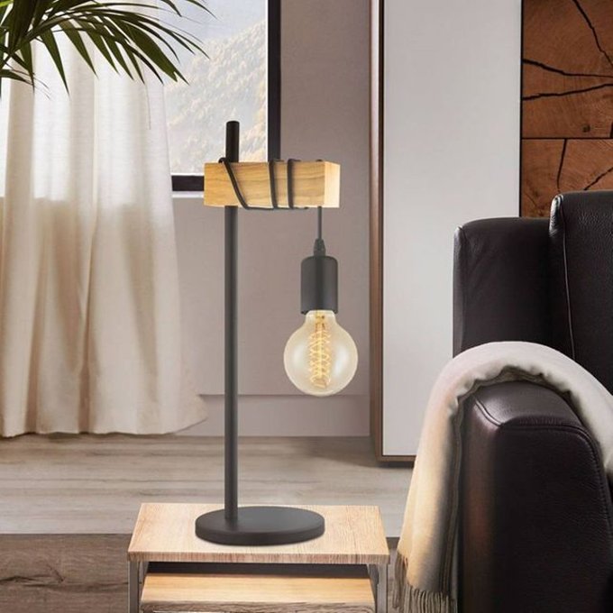 Applique Industriel E27 Townshend Métal Noir Eglo Bois Townshend Eglo Lighting La Redoute