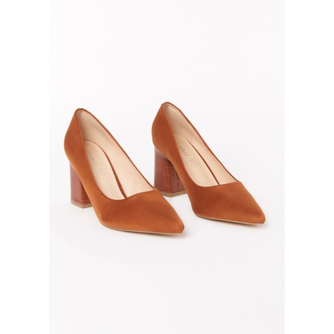 escarpin suedine talon carre