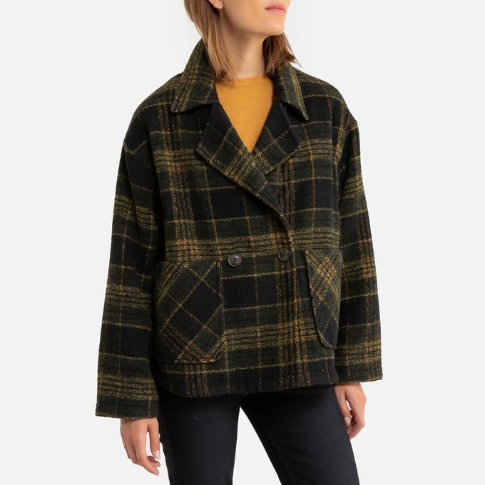 Cappotto Lungo Caban A Quadri Kaki Giallo See U Soon La Redoute