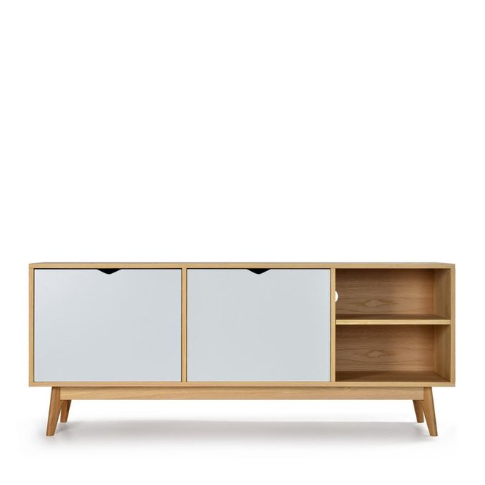 Meuble Tv Glen Blanc Et Bois Gris Meuble Tv Design 2 Portes Chene Strom Drawer La Redoute