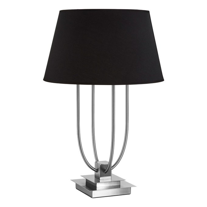 Silver Curved Open Cage Style Table, Black And Silver Table Lamps