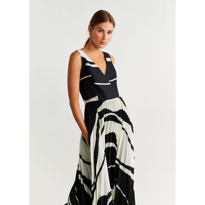 Robe Midi Plissée Noir Mango La Redoute