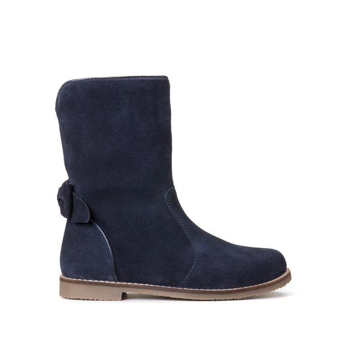 Kids Suede Calf Boots with Faux Fur Lining