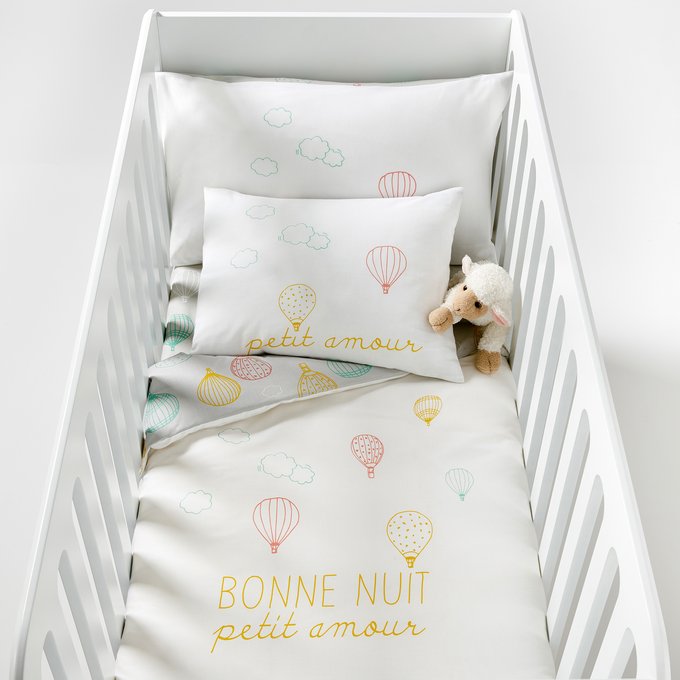 Amabella Cloud Print Cotton Baby Duvet Cover Multi Coloured White Amabella Cloud Print Cotton Baby Duvet