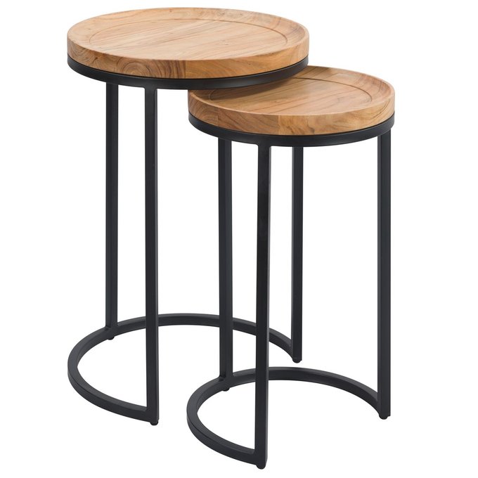 Table D Appoint Yaca En Bois D Acacia Lot De 2 Bois Clair Et