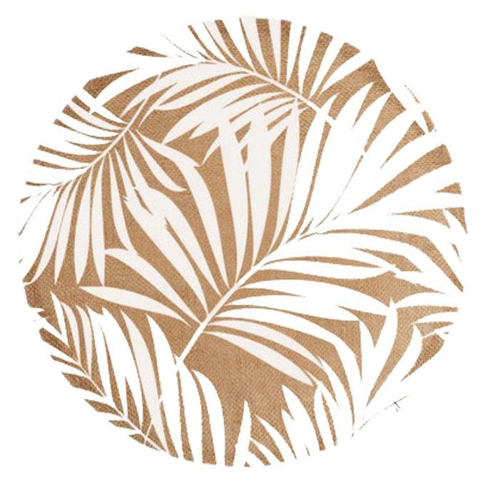 Set De Table Rond En Toile De Jute Feuilles Beige United Labels