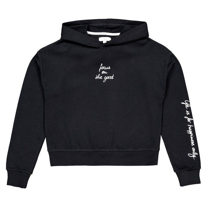 cropped slogan hoodie
