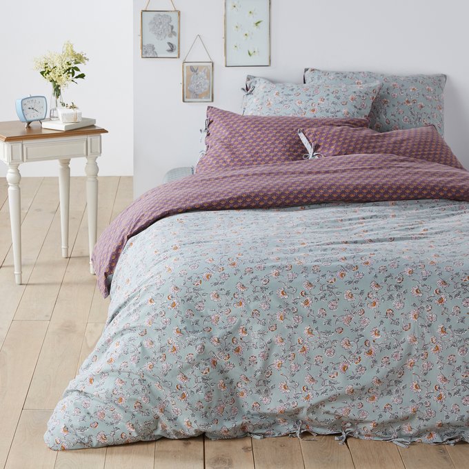 Country Flower Washed Cotton Duvet Cover Blue Print La Redoute