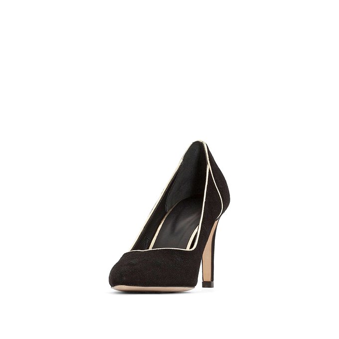 gold suede heels