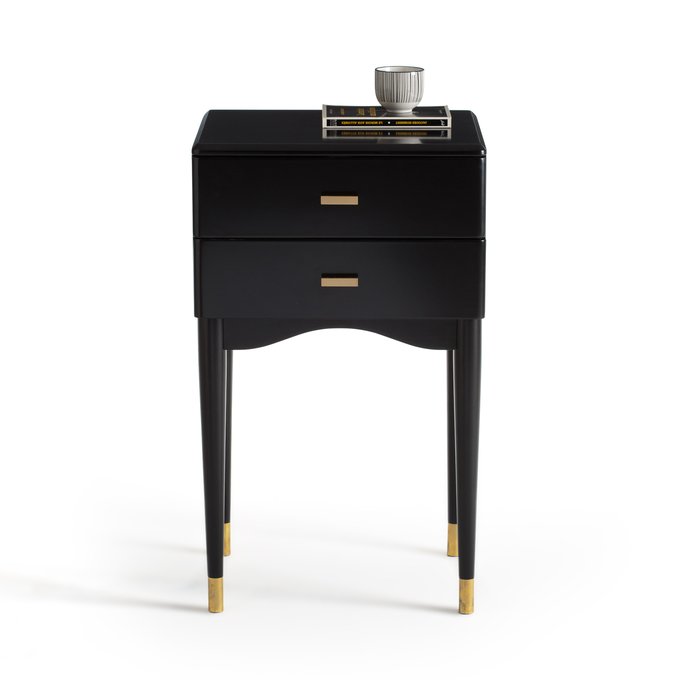 Novani 2 Drawer Birch Bedside Table Black La Redoute Interieurs La Redoute