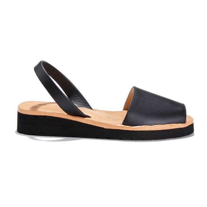 black low wedge sandals