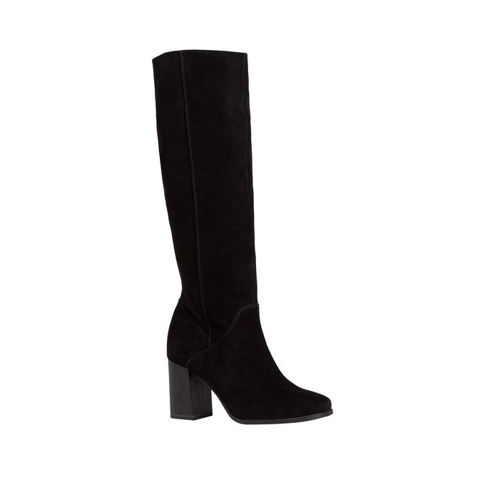 Suede knee-high boots with high heels 