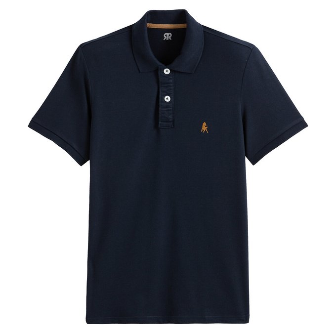 Polo de mangas curtas com bordado no peito, em jersey, Tim