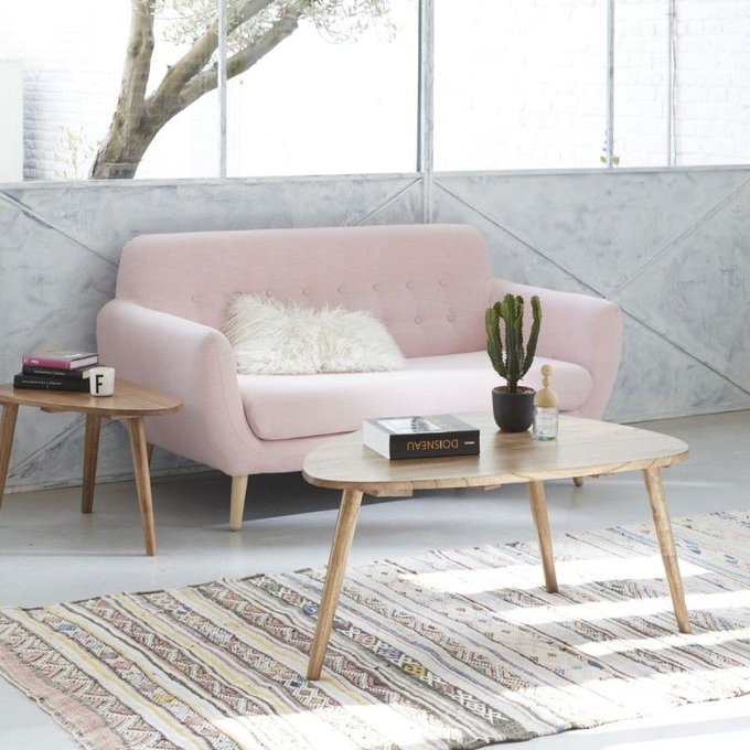 Table basse scandinave en bois de mindy 100 mindy Bois Table basse ronde en bois de mindy 100 OSLO, mobilier de