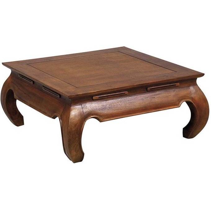 Table Basse Exotique Carree En Teck Massif Opium 80 Cm Marron