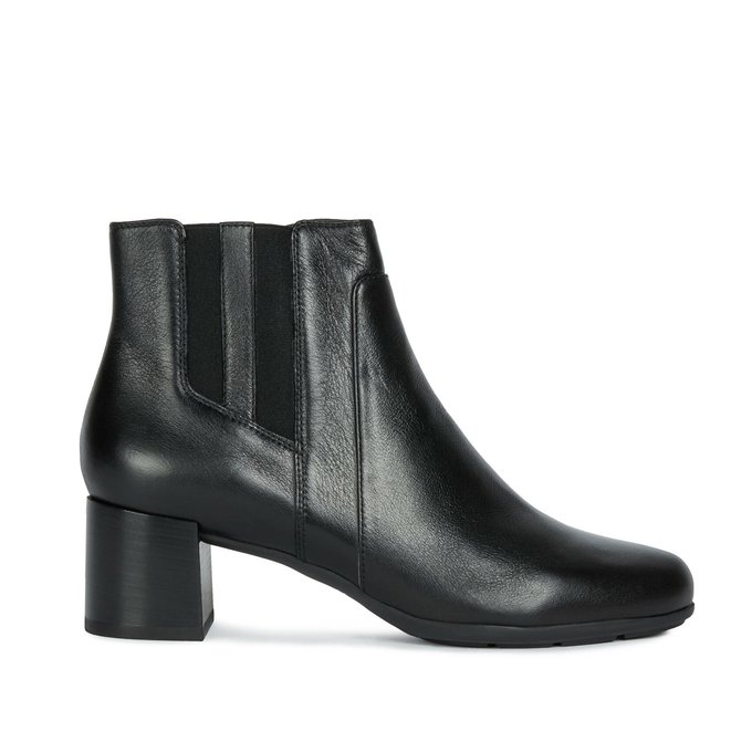 black leather ankle boots with block heel