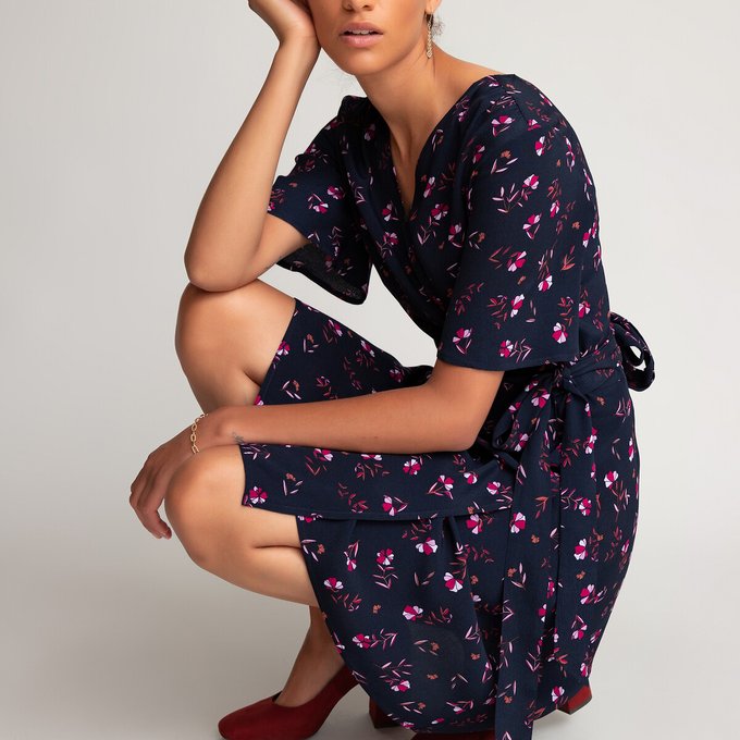 navy wrap over dress