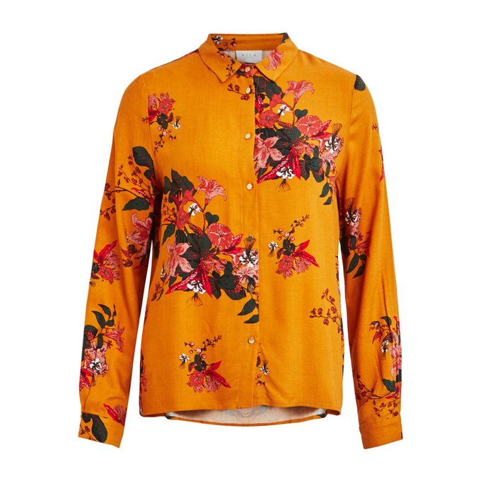 Long Sleeve Floral Blouse Mustard Print Vila La Redoute