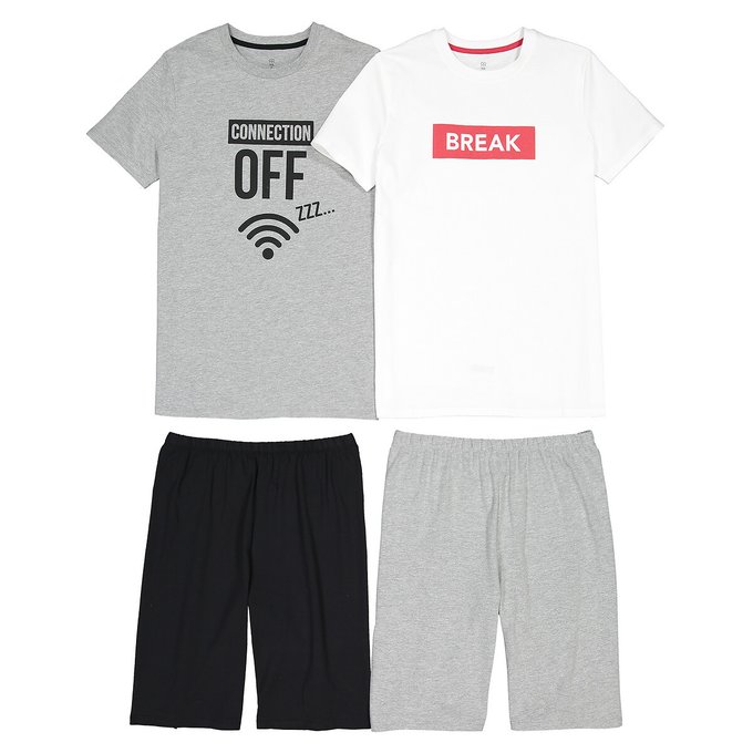 Pack Of 2 Short Pyjamas In Organic Cotton 10 18 Years Grey White La Redoute Collections La Redoute Pack Of 2 Short Pyjamas In Organic Cotton 10 18 Years Grey White La Redoute Collections La Redoute
