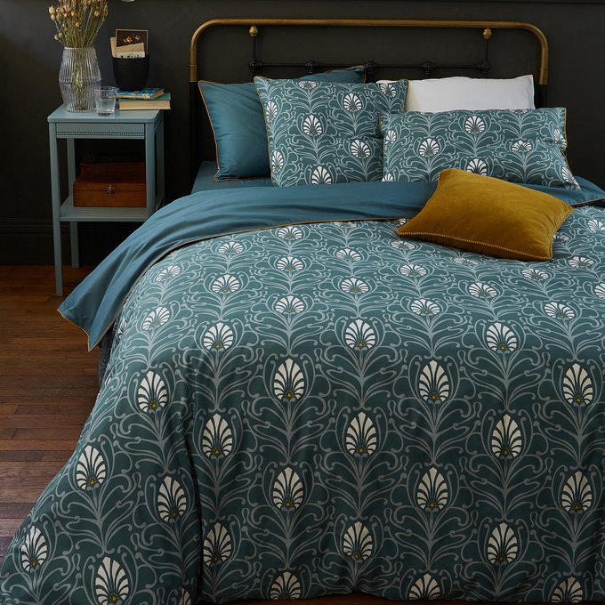 Poetic Cottage Duvet Cover In Cotton Percale Green Print La
