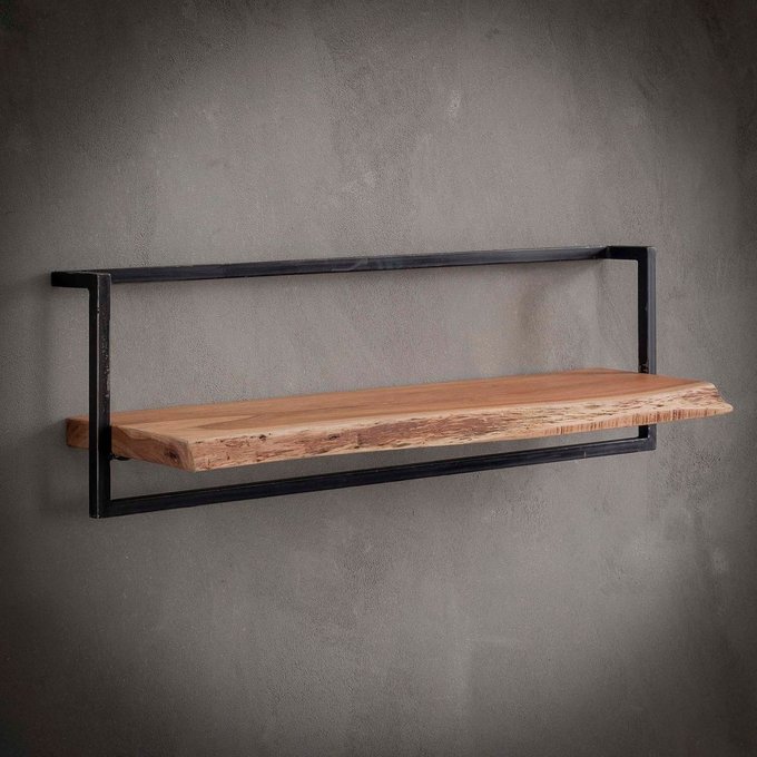 Etagere Murale Style Contemporain Bois Acacia Massif Et Metal