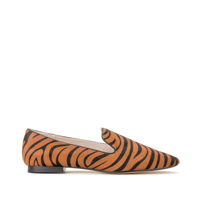 Zebra Print Suede Loafers
