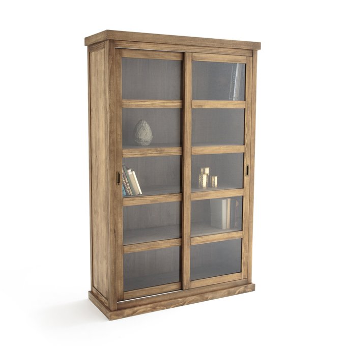Lunja Sliding Door Bookcase Light Natural Wood La Redoute