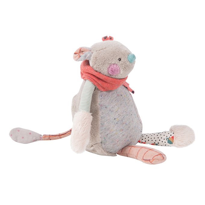 Les Jolis Trop Beaux Musical Mouse Soft Toy Multi Coloured