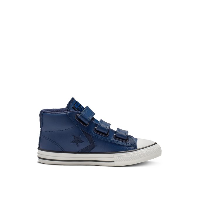 kids navy leather converse