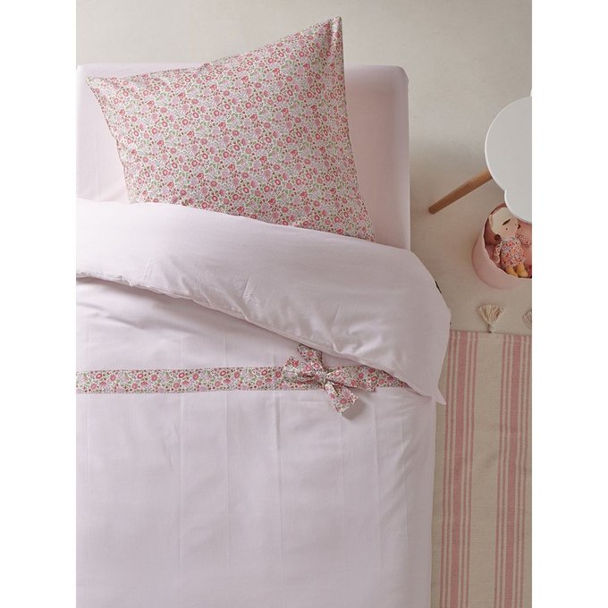 Housse De Couette En Coton Noeud Liberty Liberty D Anjo Raye Rose Cyrillus La Redoute