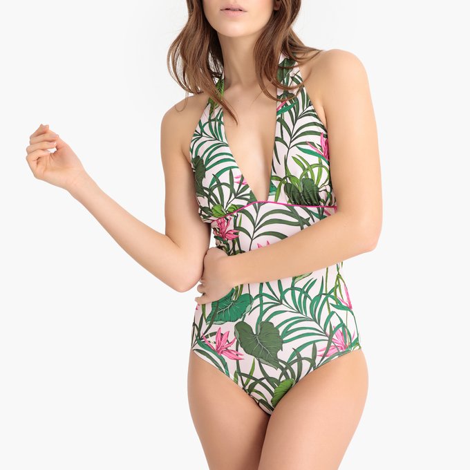 plunge halterneck swimsuit
